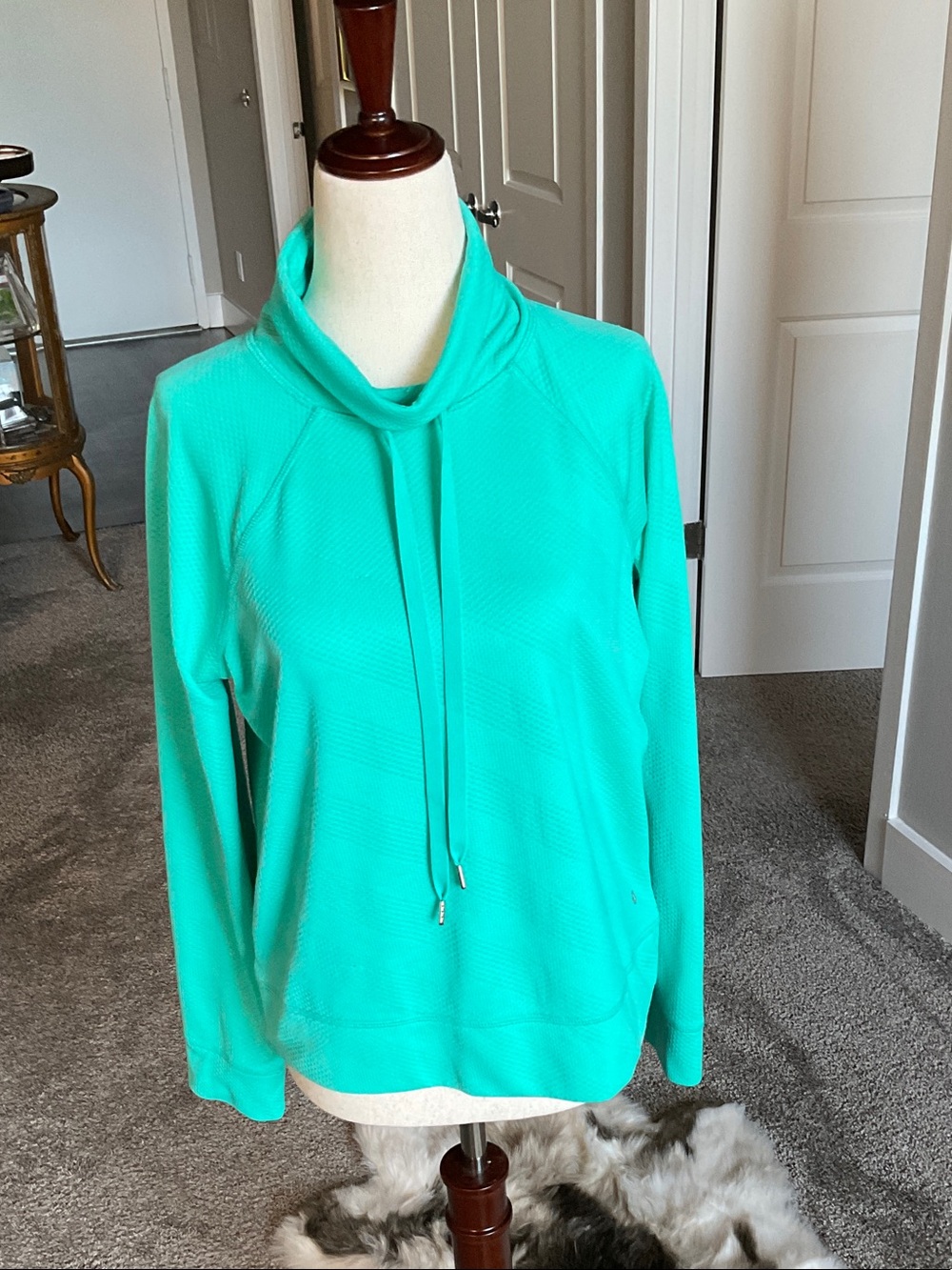 Xersion Teal Green Cowl Neck Pullover Sweater